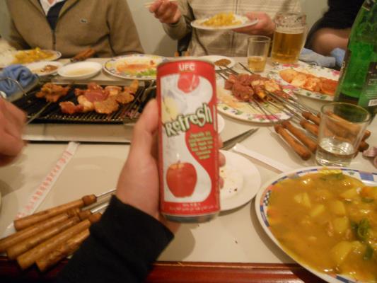 Korean BBQ and apple drink